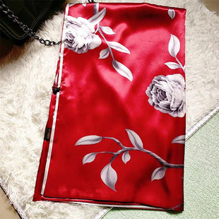 奢华气质女士真丝巾盘扣子外搭双层双面印花中老年旗袍披肩妈妈礼