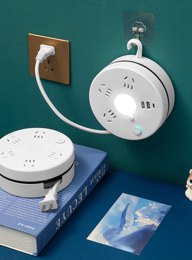 两脚插座2孔插头接线板可收纳线插排二项带usb插板带线双头拖线板