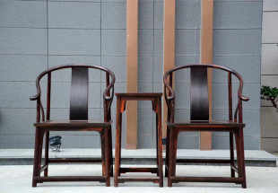 天香倾城 老挝大红酸枝独板圈椅3件套交趾黄檀太师椅仙作红木家具