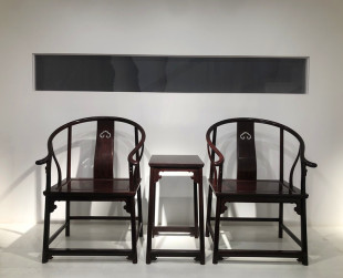 天香倾城 红木家具 印度小叶紫檀圈椅3件套檀香紫檀老板椅仙作明式