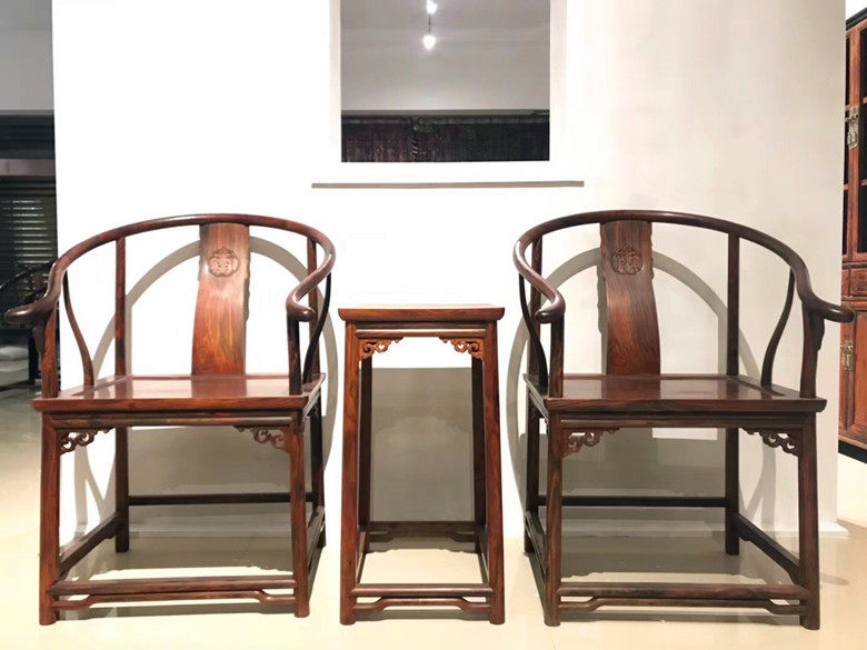 天香倾城 明式老挝大红酸枝仿恭王府独板圈椅交趾黄檀书房家具