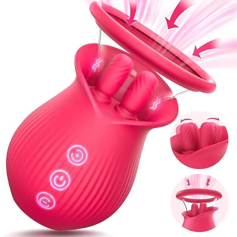Tongue Licking Clitoral Rose Vibrator 10 Wiggling Vibrating
