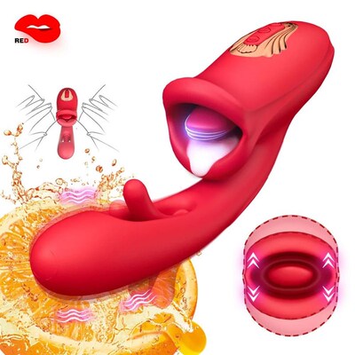 Female sucking tongue licking Patting dildo vibrator