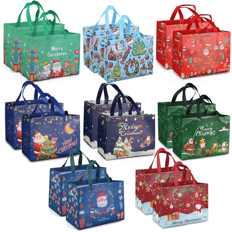 5pcs Christmas Gift Bags Wrapping Tote Bags decorations Xmas