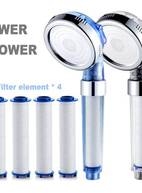 Shower head purification filter element power showerhead