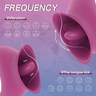 Rose Clitoral Licking Tongue Vibrator 2 in 1 Nipples Stimula