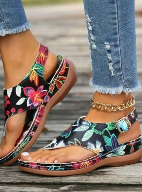 New Womens Sandals Wedge Printed Sandals  Summer New