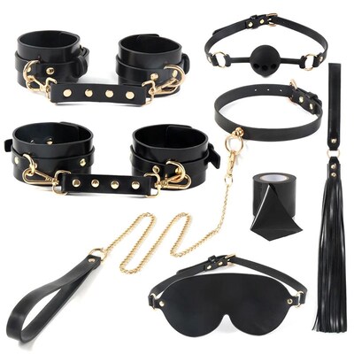 High Quality PU Leather Bondage Kit Restraints Handcuff SM