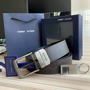 TOMMY 带 IUTSER皮带男潮流真牛皮牛仔裤 针扣休闲商务潮腰带高档裤