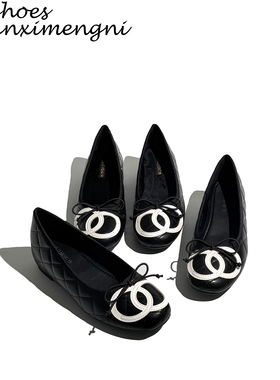 内增高圆头小香风浅口单鞋女2025年新款菱格蝴蝶结法式玛丽珍女鞋