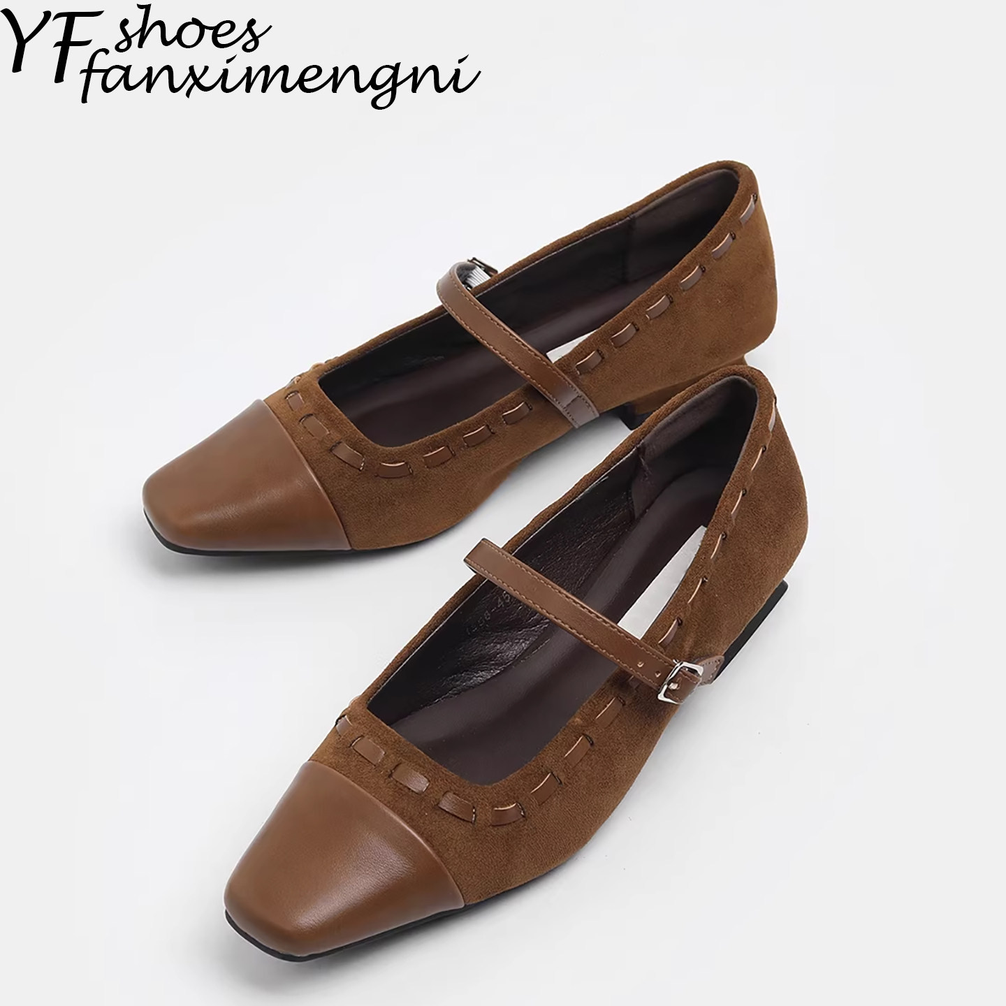 复古风方头玛丽珍鞋女粗跟一字扣浅口单鞋女气质通勤百搭法式女鞋,女鞋,浅口单鞋,淘宝优惠券,粉丝福利购,淘宝优惠卷