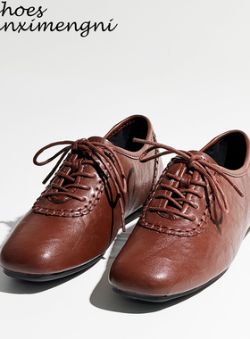 英伦风黑色小皮鞋女2025年新款秋冬真皮加绒布洛克女鞋系带单鞋女