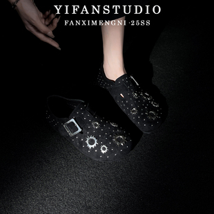 牛皮版~软木底勃肯鞋女2025新款全包一脚蹬小众设计款黑色单鞋女