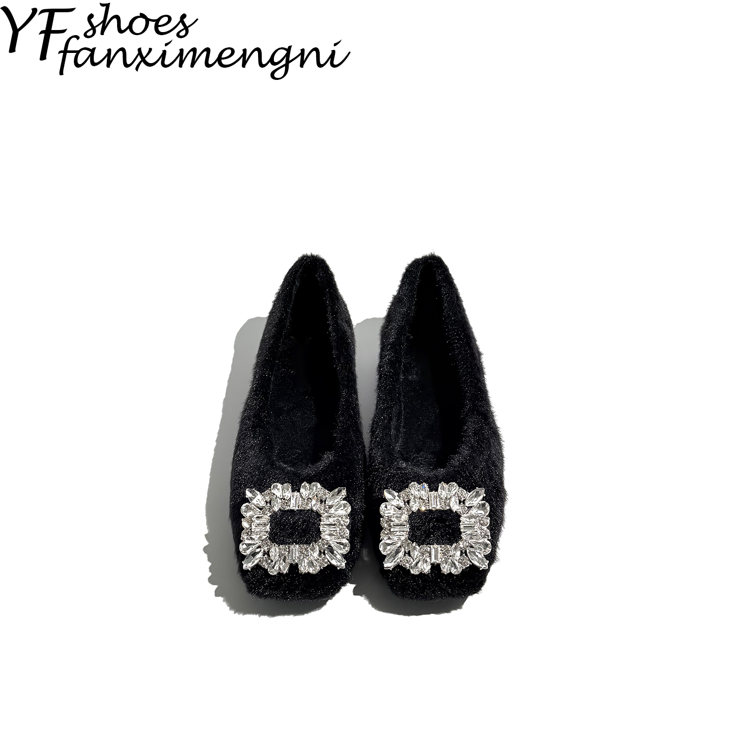 【现货秒发】厚黑系方扣水钻单鞋