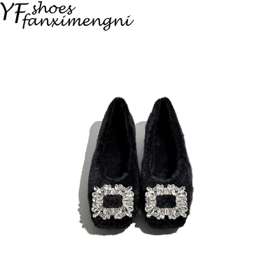 【现货秒发】厚黑系方扣水钻单鞋