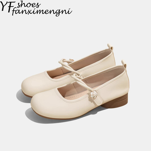 女 粗低跟气质洛丽塔复古风奶奶芭蕾舞单鞋 法式 圆头浅口玛丽珍女鞋