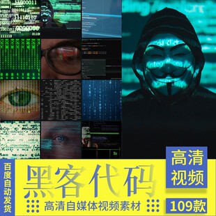 4K网络安全黑客代码数据01进制黑客帝国风格抖音短视频制作m1821