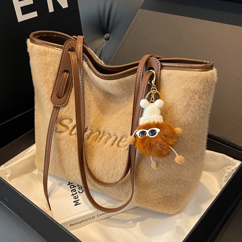 高级质感毛绒包包女秋冬新款时尚毛毛包休闲百搭大容量通勤托特包