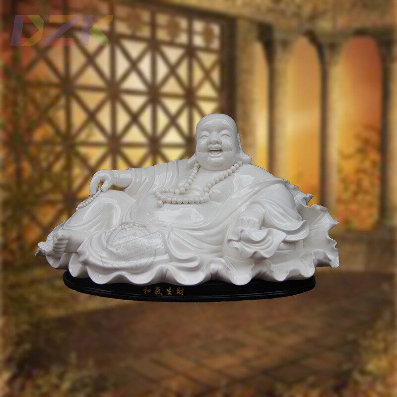现代白色陶瓷工艺礼品家居装饰客厅佛像摆件弥勒佛手工艺白瓷仿k5