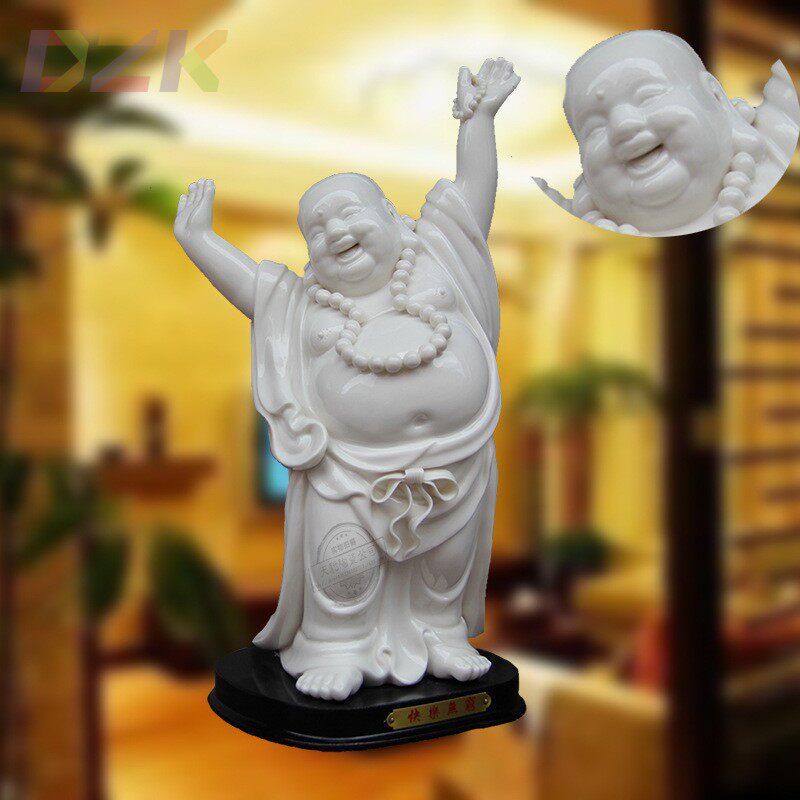 白色雕塑陶瓷弥勒佛家居客厅装饰书房工艺礼品佛像禅意摆件家用k4