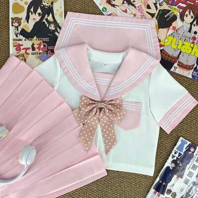 粉领白三本日系甜妹风水手服学院风粉白JK制服软妹校服百褶裙套装