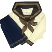 原创山茶漫日系正统米身茶领水手服学院风中间服JK制服校服裙套装