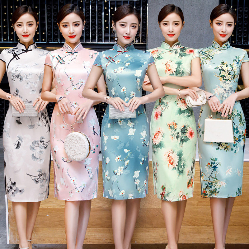 真丝蚀骨旗袍改良版连衣裙夏季新式年轻款少女中长短款复古中国风