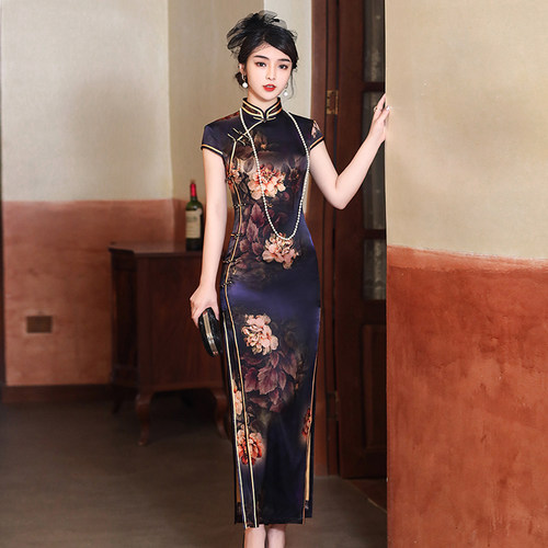 高端桑蚕丝旗袍夏款优雅改良年轻