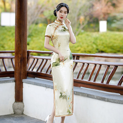 桑蚕丝真丝夏季年轻气质旗袍