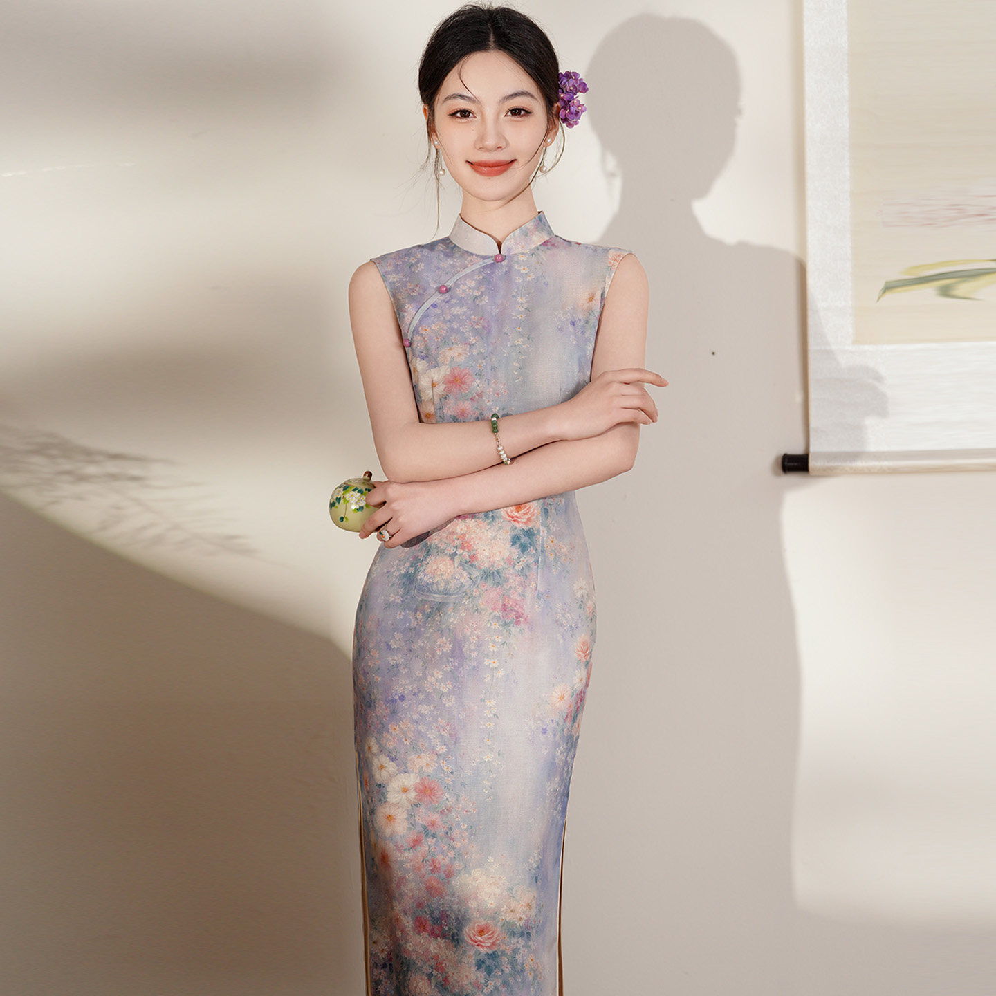 天丝麻年轻款小个子无袖旗袍女2026新款新中式改良超火国风高级感