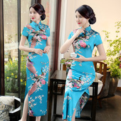 改良旗袍长款 中国风 复古气质真丝多色2025年军阀阔太太年轻款 夏季