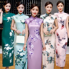 真丝旗袍年轻款少女长款2025夏季优雅多色改良版连衣裙优雅中国风