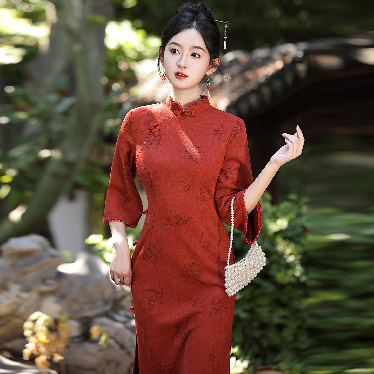 新中式国风红色旗袍裙2026春季新款年轻款少女改良小个子日常可穿