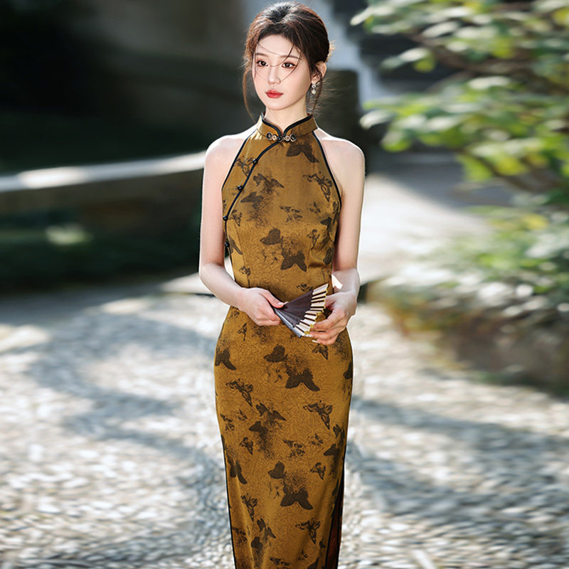 新中式挂脖无袖旗袍夏小个子年轻