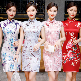 旗袍夏装新款式短款学生年轻款少女改良版中长款连衣裙时尚中国风