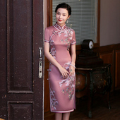 年轻款 改良版 少女钻石丝高级优雅日常 2025夏秋新款 真丝旗袍中长款