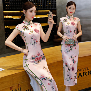 老上海桑蚕丝旗袍女长款改良版连衣裙2025夏季年轻款少女日常复古