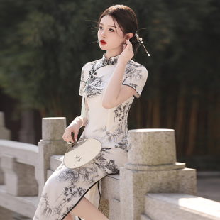 海派旗袍老上海江南水墨风2025年夏季新款改良年轻款少女日常可穿