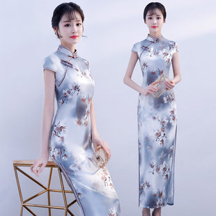 重磅真丝旗袍连衣裙中长款2026夏季新款年轻少女清新淡雅中国风