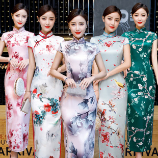真丝旗袍连衣裙中长款2026夏新中式年轻款少女性感优雅复古中国风