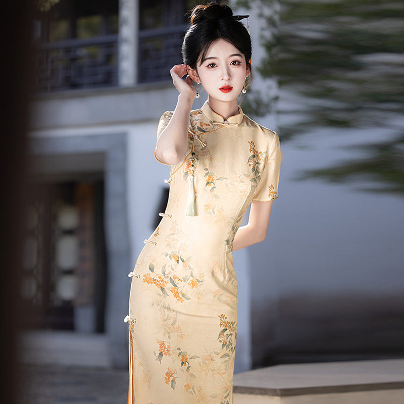 抓邹华尔缎新中式旗袍2026春夏季新款改良年轻款少女高级感连衣裙