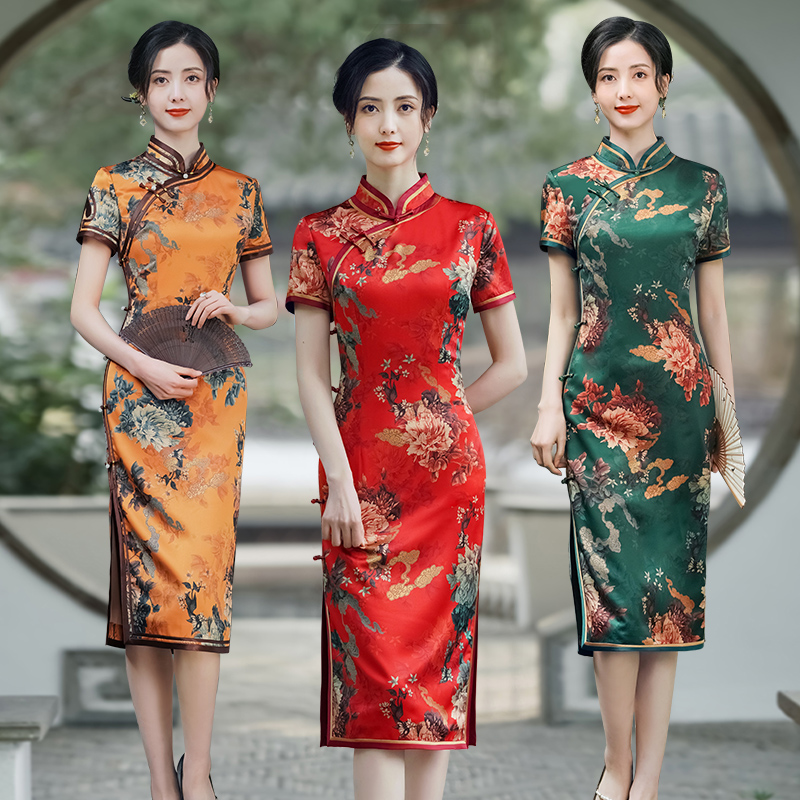 红色送考旗袍真丝绸2026年夏季新款年轻款女日常改良气质高端高考