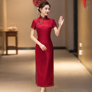 高端红色喜婆婆旗袍2025新款夏女新中式改良国风喜妈妈婚宴装礼服