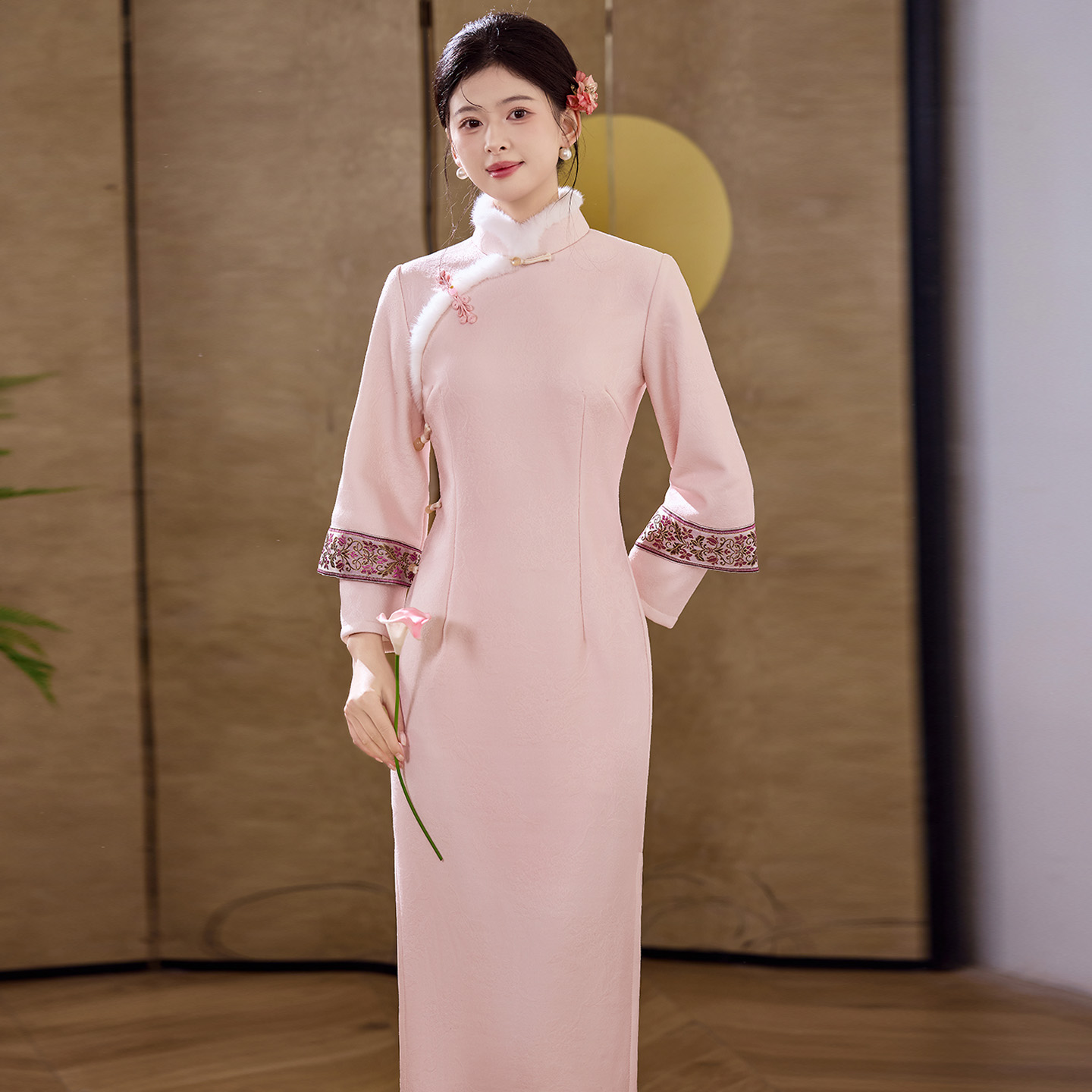 绝美加绒旗袍冬装年轻少女高级感