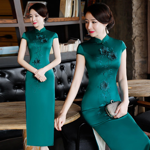 苏绣旗袍女秋中长款2025新款年轻少女桑蚕丝改良版旗袍连衣裙