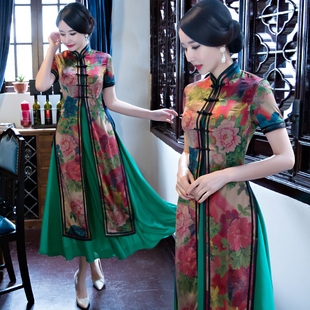 越南旗袍连衣裙奥黛两件套装阿勇2025夏秋新款真丝绸改良旗袍长款