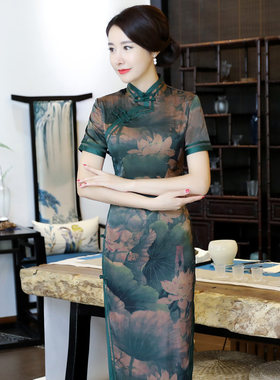 礼服春秋季女士老上海香云纱旗袍