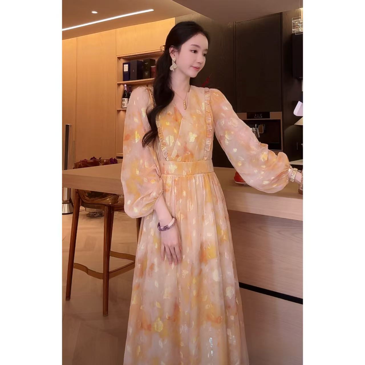 Zwinnie/詹维尼【金光提花裙】氛围感轻奢仙女连衣裙 GYS202515