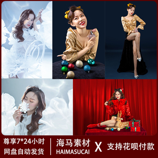 2025个人写真工作室单色背景时尚写真样片带PSD调色图层影楼样片