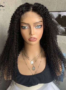 非洲爆炸头假发女长卷发混合发蕾丝头套4*4 curly blend lace wig